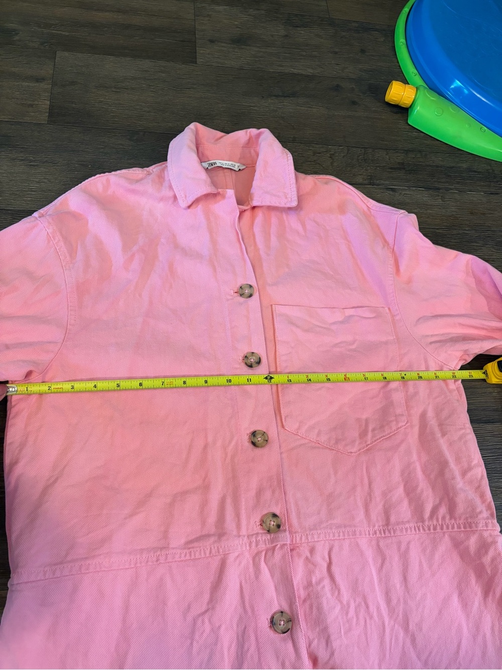 Zara Women’s Hot Pink Denim Oversized Button Up Long Sleeve Jacket Size Small - Picture 8 of 8